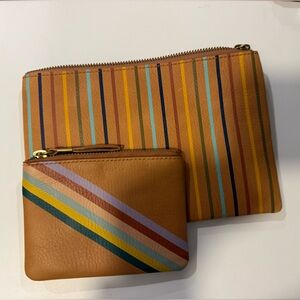 Madewell Leather Zip Wallet Set with Gold Hardware NWT